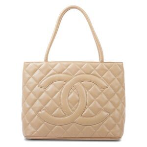 Chanel Beige Caviar Leather Medallion Tote Ghw (Authentic Pre-Loved), Beige